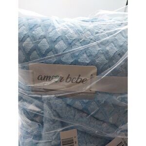 Amor Bebe Diamond Plush Sherpa Baby Blanket Blue 30 x 40in